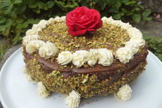 Фисташковый торт с шоколадом