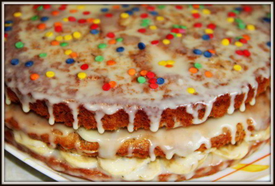 Медовый торт с бананами Лейках