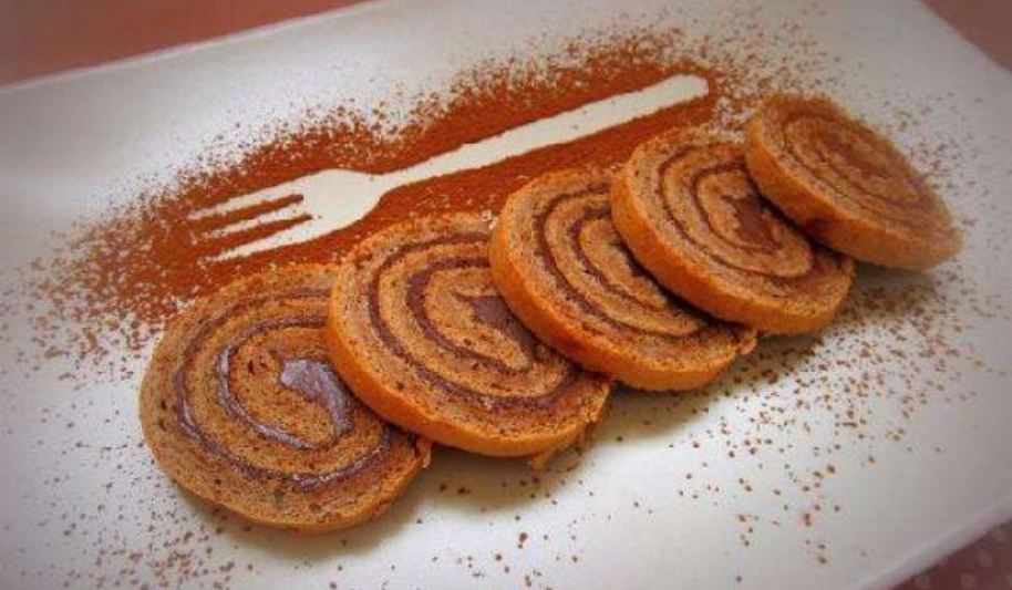 Рецепт шоколадный бисквитный рулет