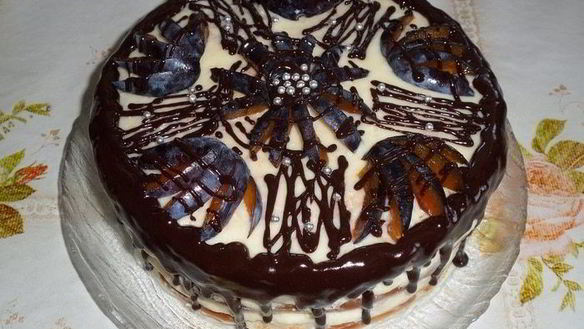 ШАГ 23. торт с заварным кремом и сливами