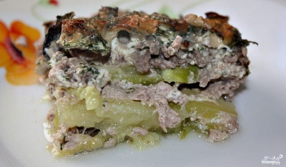 Рецепт кабачковая запеканка с фаршем