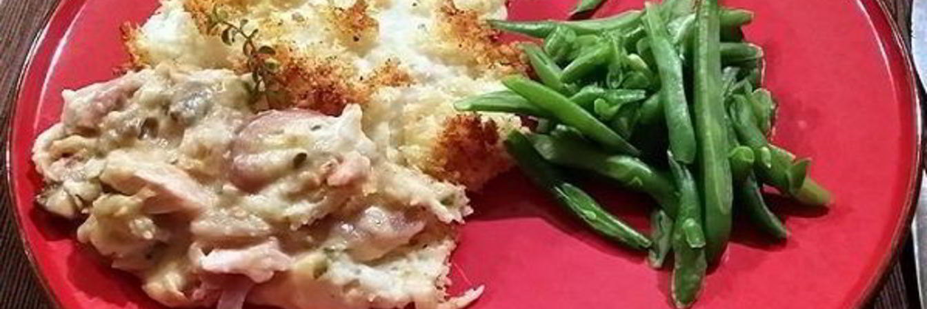 Картофельная запеканка с курицей и грибами