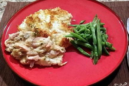 Картофельная запеканка с курицей и грибами