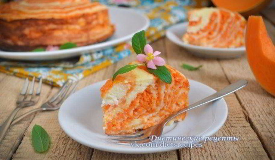 Рецепт мраморная запеканка с тыквой и творогом
