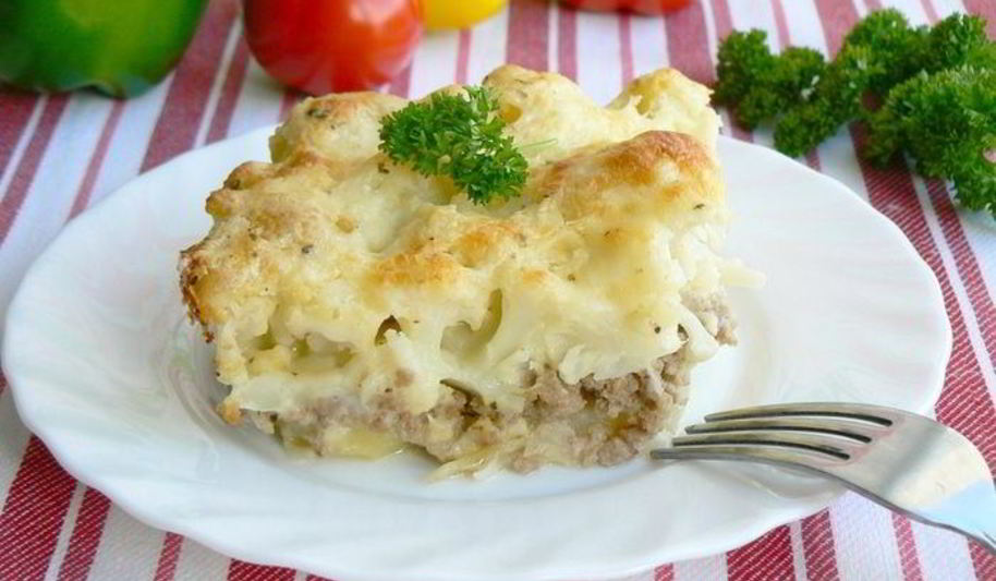 Рецепт мясная запеканка с цветной капустой