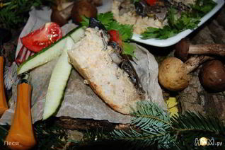 Рисово-мясная запеканка в грибной заливке