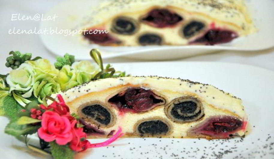 Рецепт творожная запеканка с вишней и маком