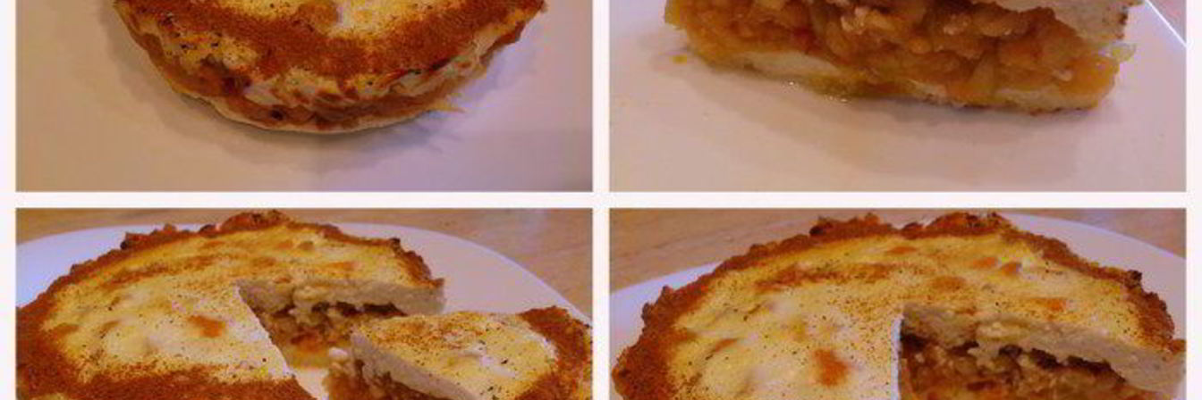 Творожная запеканка с яблочной начинкой