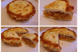 Творожная запеканка с яблочной начинкой