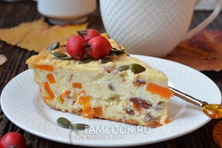 Творожная запеканка с яблоком и тыквой