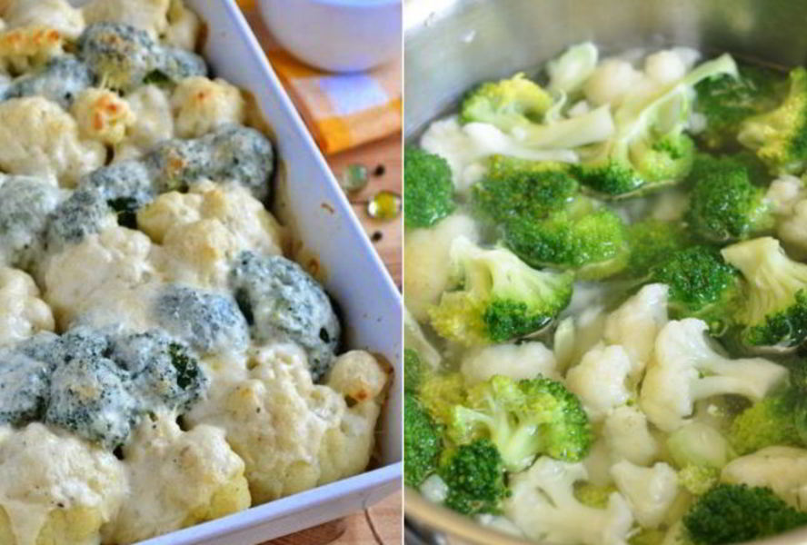 Запеканка из брокколи и цветной капусты