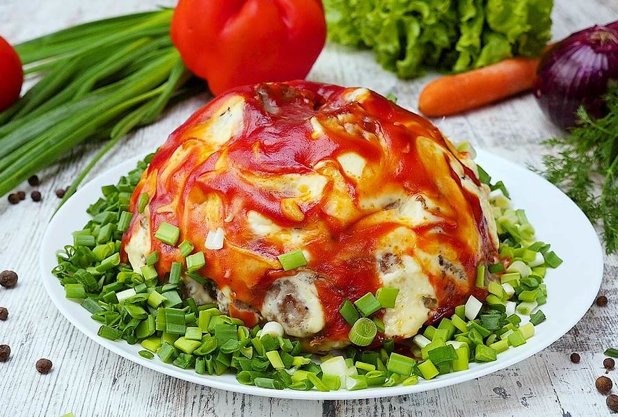 Запеканка из картофельного пюре с фаршем