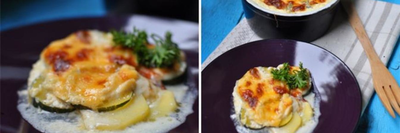 Запеканка из картофеля и цуккини в сливках