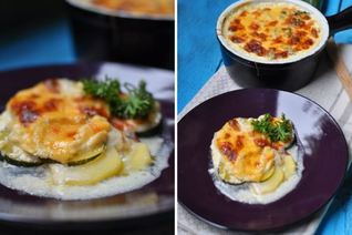 Запеканка из картофеля и цуккини в сливках