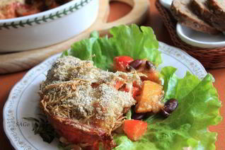 Запеканка из тыквы и красной фасоли в пряной панировке