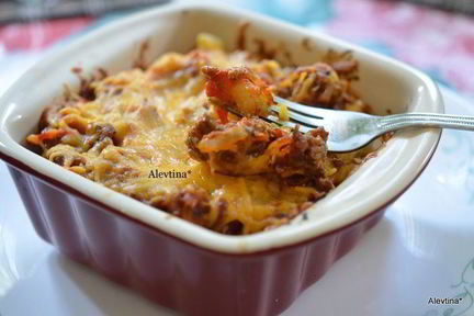 Запеканка с говядиной и сыром чеддер