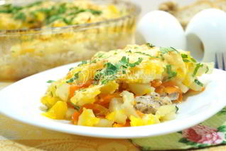 Запеканка с курицей и тыквой в духовке