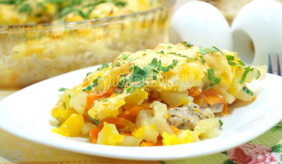 Рецепт запеканка с курицей и тыквой в духовке