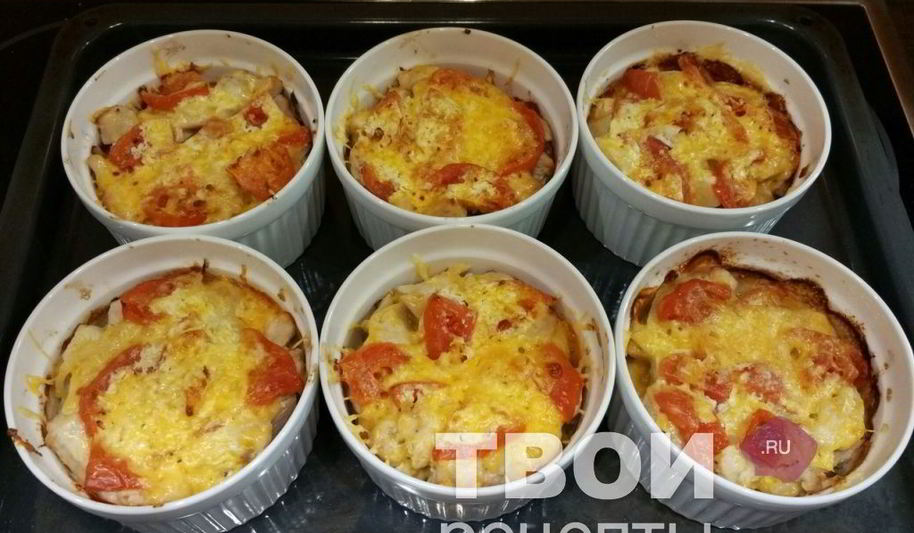 Рецепт запеканка с курицей в формочках