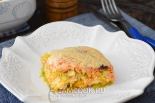 Запеканка с овощами, сыром и фаршем из индейки