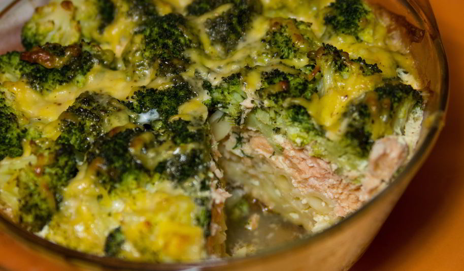 Рецепт запеканка с семгой и брокколи