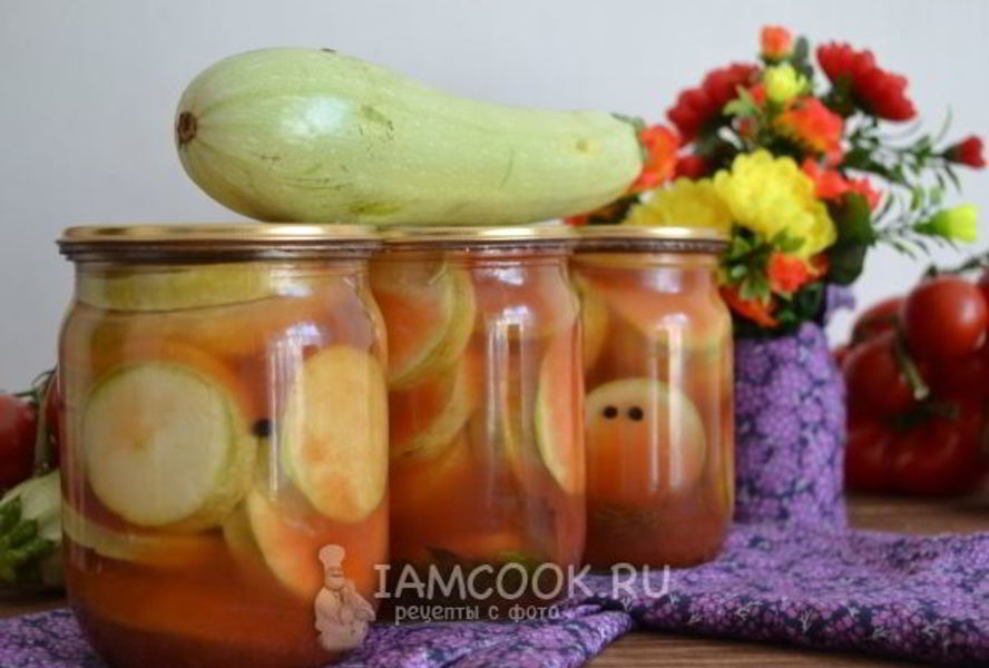 Кабачки с кетчупом чили на зиму