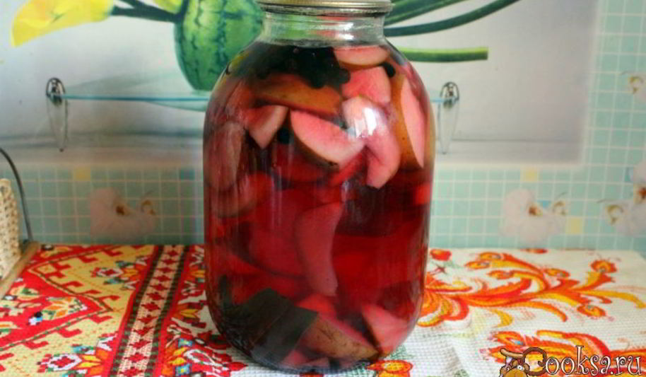 Рецепт компот из груш с черноплодной рябиной и малабарской корицей на зиму