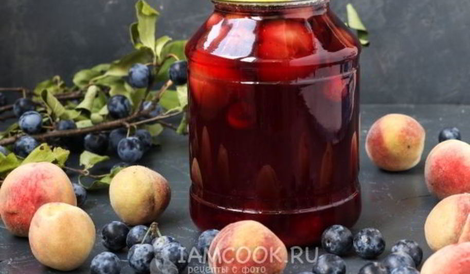 Рецепт компот из терна и персиков на зиму