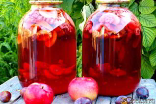 Компот из яблок, слив и малины на зиму