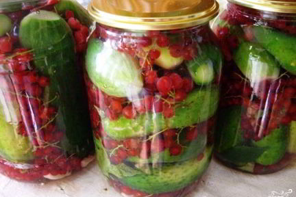 Огурцы на зиму со смородиной