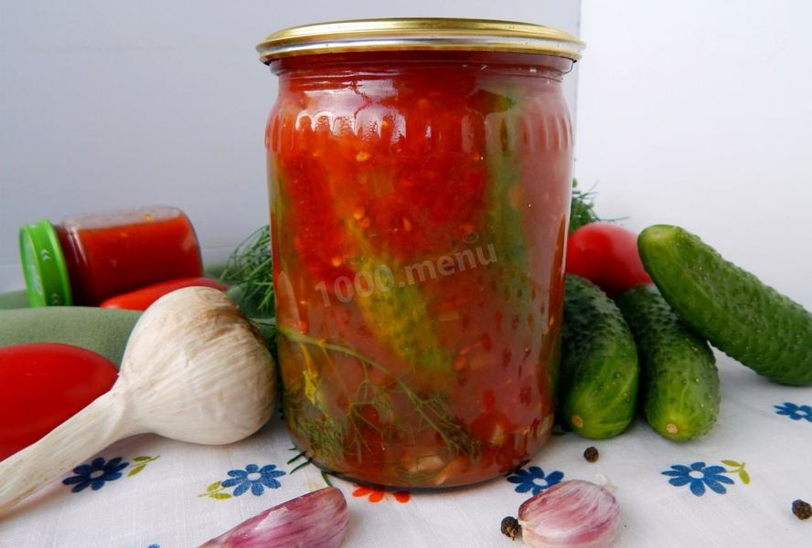 Огурцы на зиму в томатной пасте