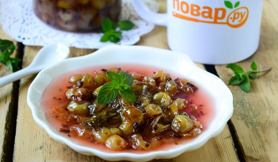 Рецепт варенье из крыжовника с листьями вишни