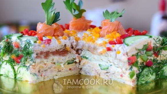ШАГ 18. бутербродный торт праздничный