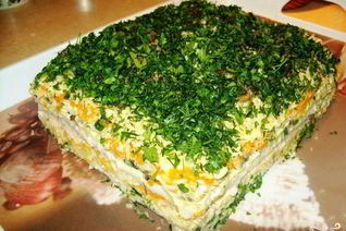 Бутербродный торт с сельдью