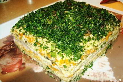 Бутербродный торт с сельдью