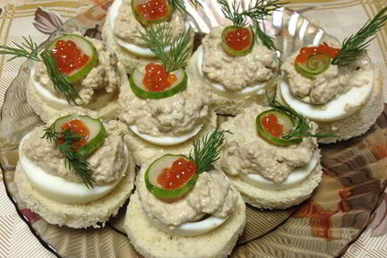 Бутерброды с печенью трески
