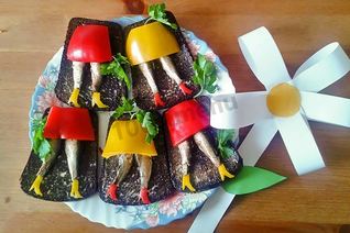 Бутерброды со шпротами праздничные