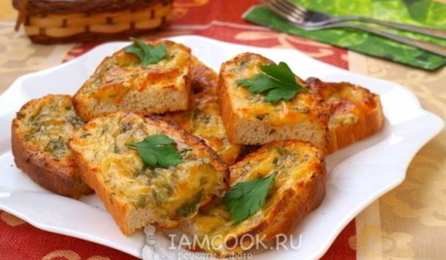 Рецепт горячие бутерброды с сыром и зеленью