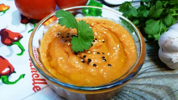 ШАГ 7. хумус с запеченным перцем и медом