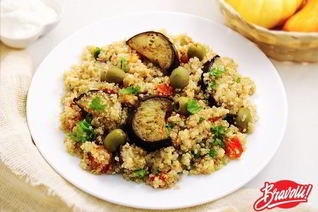 Киноа с баклажанами