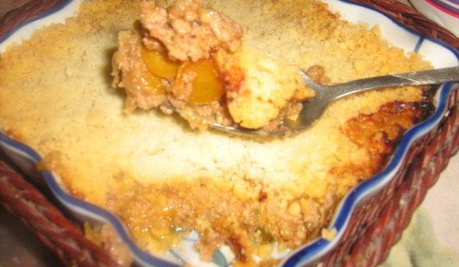 Рецепт мясной крамбл с цукини