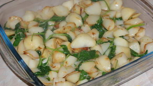 ШАГ 4. фриттата с картофелем, шпинатом и творожным сыром