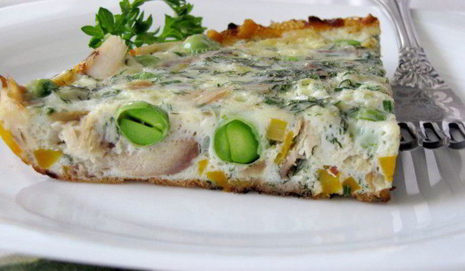 Рецепт фриттата с копченой скумбрией и зеленым горошком