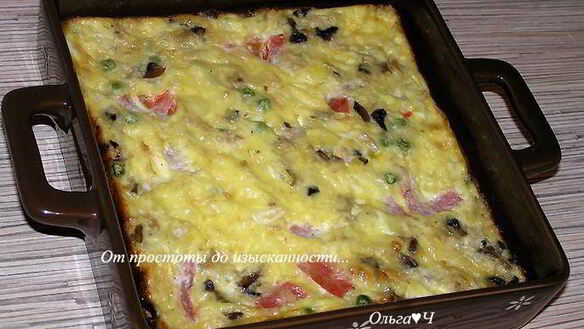 ШАГ 5. фриттата с курицей, грибами и зеленым горошком