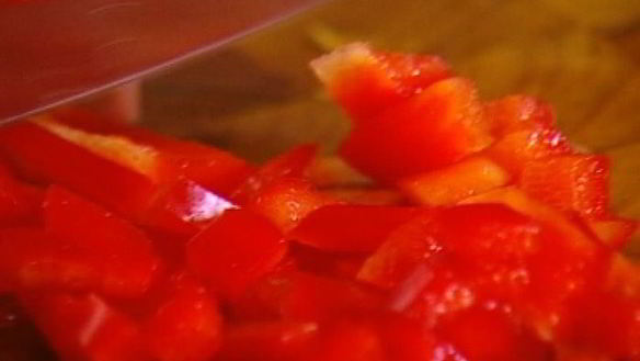 ШАГ 3. фриттата с тыквой, зеленым горошком и сладким перцем