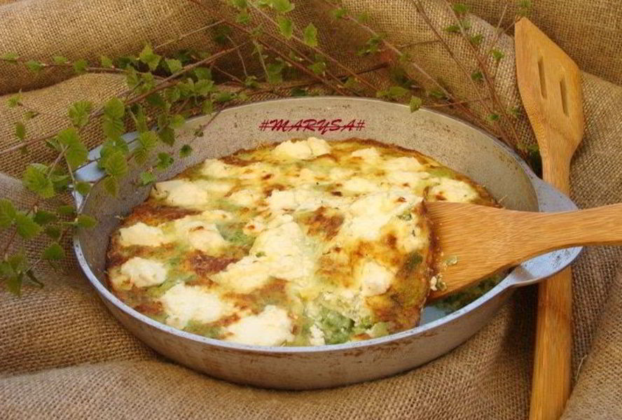 Фриттата с зеленым песто