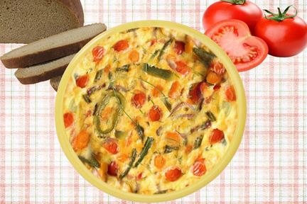 Омлет на пару с ветчиной