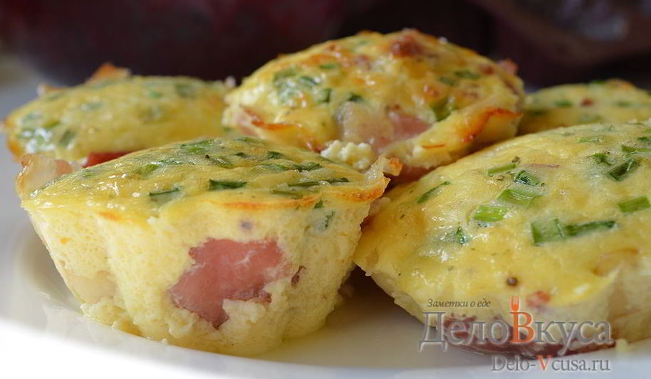 Рецепт омлет с беконом в формочках