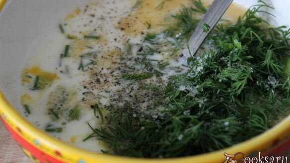 ШАГ 2. омлет с кабачком и зеленью