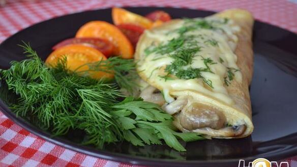 ШАГ 8. омлет с сыром и грибами